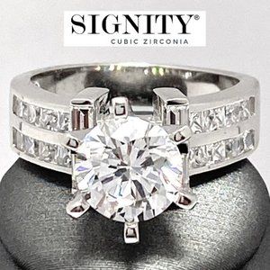 925 Sterling Silver, Signity Diamond CZ Ring